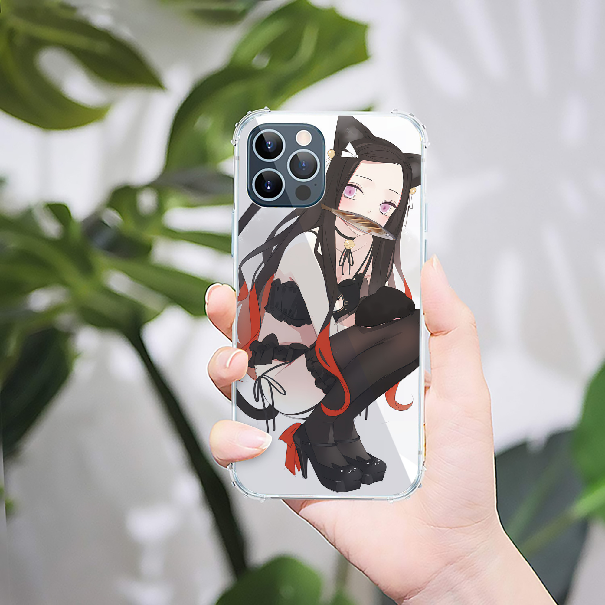 （画像用） 鬼滅の刃（きめつのやいば）竈門 禰󠄀豆子／かまど ねずこ Kamado Nezuko 【iPhone 12シリーズ対応】透明スマホケース（クリアソフトケース）